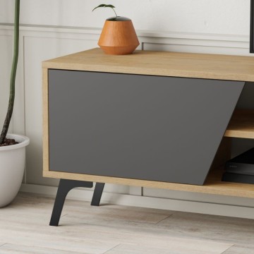 Fiona 180X35,6X48 meuble TV en chêne anthracite avec étagère murale