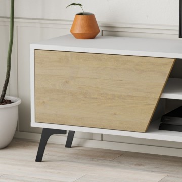 Fiona meuble TV en chêne blanc 180X35,6X48 avec étagère murale