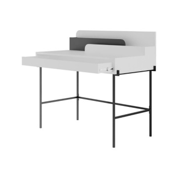 Bureau blanc avec détails anthracite et pieds noirs Leila 110x60x101