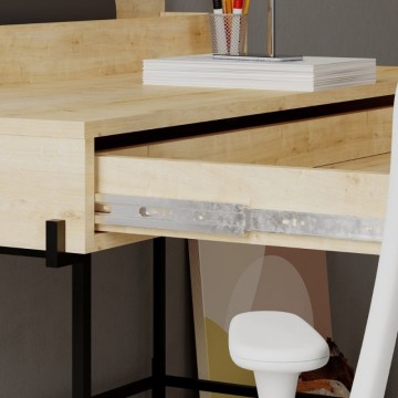 Bureau en chêne avec détails anthracite et pieds noirs Leila 110x60x101