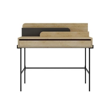 Bureau en chêne avec détails anthracite et pieds noirs Leila 110x60x101