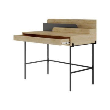 Bureau en chêne avec détails anthracite et pieds noirs Leila 110x60x101