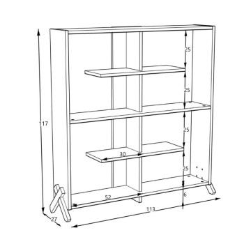 Kipp bibliothèque blanche avec pieds croisés 113x28x117h