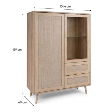 Buffet 2 portes et 2 tiroirs effet osier Bali 53ANEW