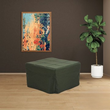 Pouf convertible en lit Vega tissu vert foncé