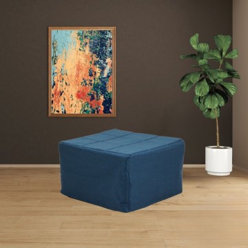 Pouf convertible en lit Tissu bleu Vega