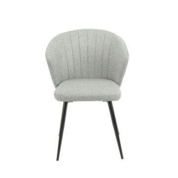 Chaise élégante recouverte de tissu gris et pieds en métal noir - Krid