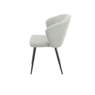 Chaise élégante recouverte de tissu gris et pieds en métal noir - Krid