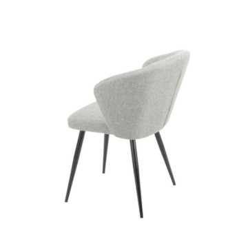 Chaise élégante recouverte de tissu gris et pieds en métal noir - Krid
