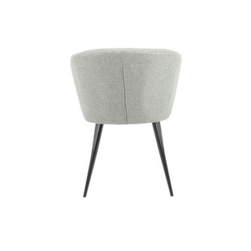 Chaise élégante recouverte de tissu gris et pieds en métal noir - Krid