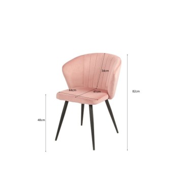 Chaise élégante recouverte de tissu gris et pieds en métal noir - Krid