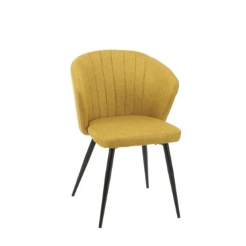 Chaise élégante en tissu jaune avec pieds en métal noir - Krid