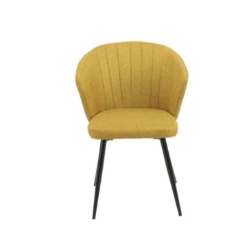 Chaise élégante en tissu jaune avec pieds en métal noir - Krid