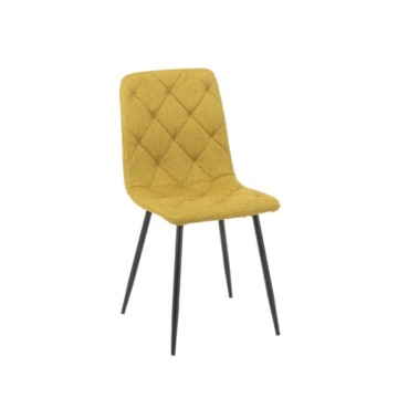 Chaise rembourrée en tissu jaune avec couture en losange - Okar