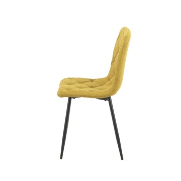Chaise rembourrée en tissu jaune avec couture en losange - Okar