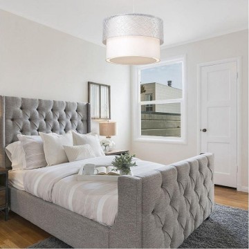 MDL2355 Lampe suspendue Polo en tissu gris