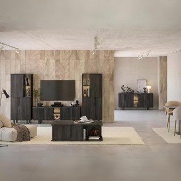 Crédence 4 portes palissandre noir Zaira 165x49x83h