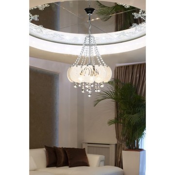 Yon MDL3973 plafonnier argenté verre décoré et pierres effet cristal