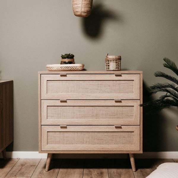 Commode Bali 03A 3 tiroirs en osier Commode Bali 03A 3 tiroirs en osier