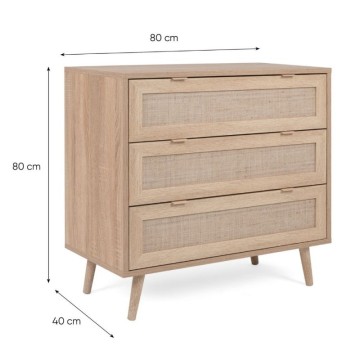 Commode Bali 03A 3 tiroirs en osier