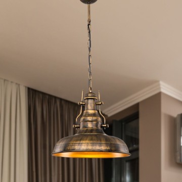 Lampe suspendue Tarus style industriel or antique MDL4468