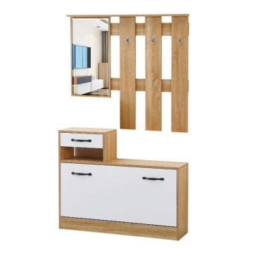Armoire d'entrée avec miroir Rudolf XL chêne blanc