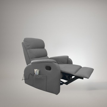 Fauteuil de relaxation manuel avec 8 points de massage Futura faux cuir gris