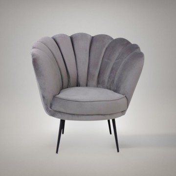 Fauteuil coquille en velours gris Riviera20 Orel