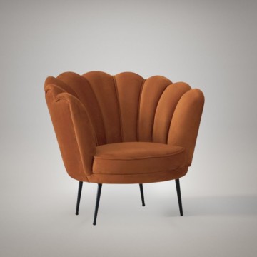 Fauteuil coquille en velours rouille milano09 Orel