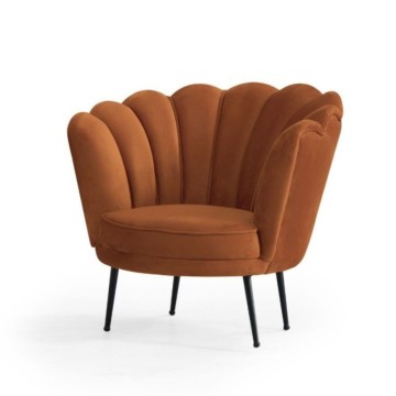 Fauteuil coquille en velours rouille milano09 Orel