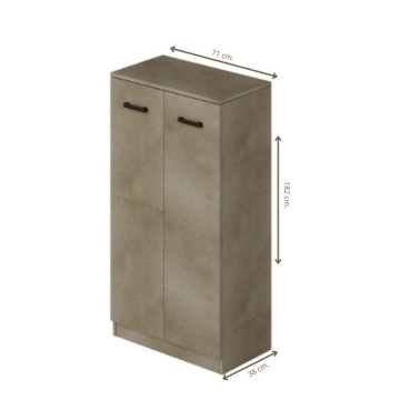 Armoire à chaussures 2 portes et 3 étagères argile Gabriella 130