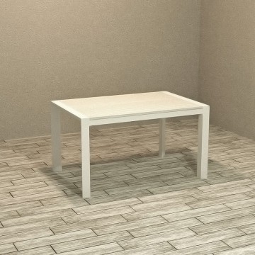 Table à rallonge avec cadre blanc et plateau en mélèze blanc 130x80 cm Golia
