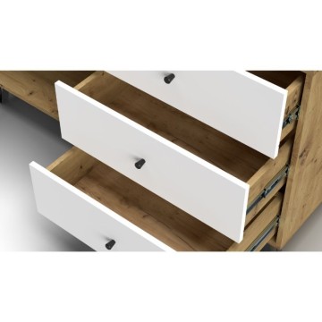 Buffet 3 tiroirs et porte chêne blanc Bollo5 123,4x40x75,2H