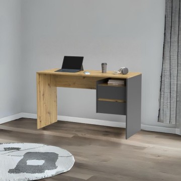 Bureau en chêne et anthracite avec 2 tiroirs Paco3 125x51.6x75.5H