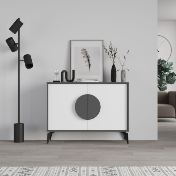 Buffet 2 portes anthracite et blanc Gora110 110x35,6x82 Buffet 2 portes anthracite et blanc Gora110 110x35,6x82