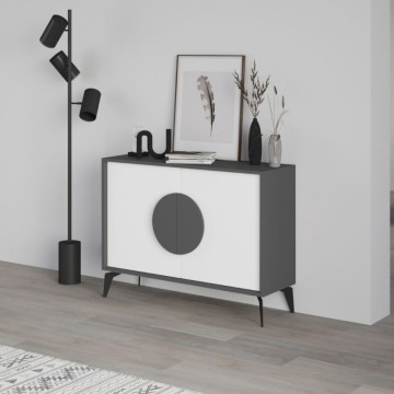 Buffet 2 portes anthracite et blanc Gora110 110x35,6x82