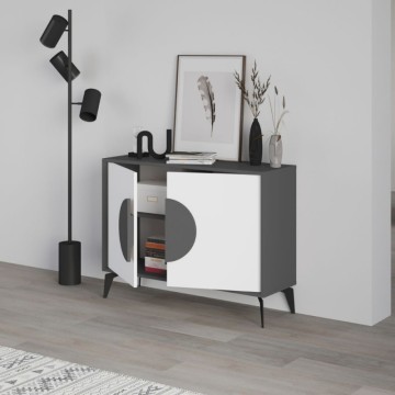 Buffet 2 portes anthracite et blanc Gora110 110x35,6x82