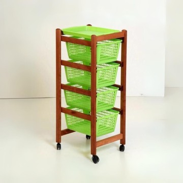 Chariot de cuisine 4 paniers coulissants et un plateau Jolly Eco cherry
