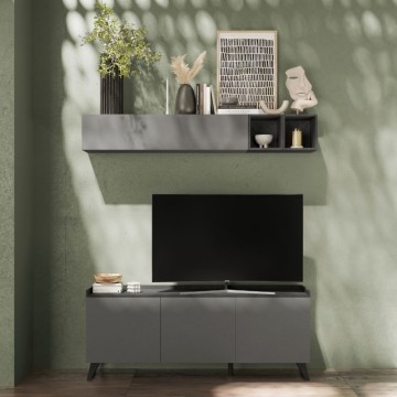 Meuble TV 3 portes Polan ardoise plomb 181x42x72h