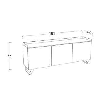 Meuble TV 3 portes Polan ardoise plomb 181x42x72h