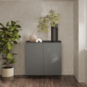 Buffet haut 2 portes Polan ardoise plomb 121x42x126h