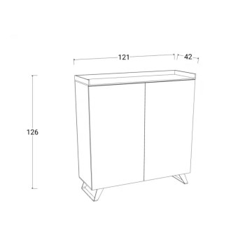 Buffet haut 2 portes Polan ardoise plomb 121x42x126h