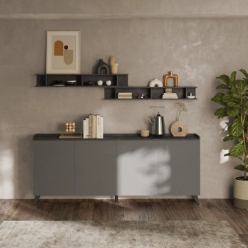Buffet Polan 4 portes plomb ardoise 241x42x99h