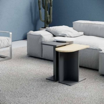 Table basse trio Mund en chêne anthracite et blanc
