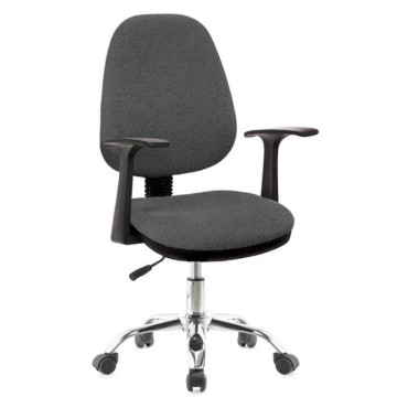 Fauteuil de bureau CR415 tissu gris base chromée avec roulettes