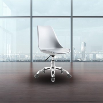 Siège de bureau blanc LC719 assise ergonomique et roulettes