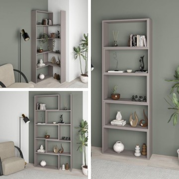 Wish gris tourterelle 72x22x200h bibliothèque d'angle extensible