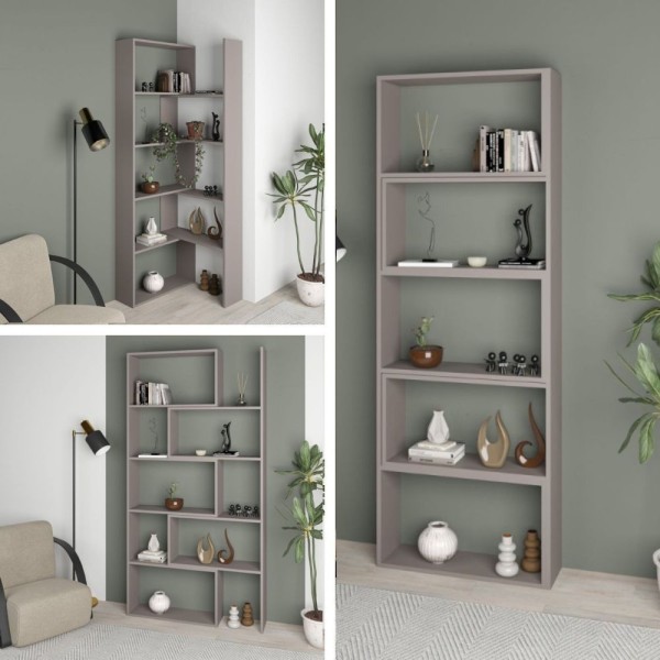 Wish gris tourterelle 72x22x200h bibliothèque d'angle extensible Wish gris tourterelle 72x22x200h bibliothèque d'angle extensible