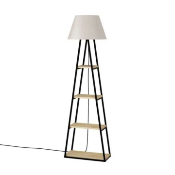 Lampadaire en métal noir avec étagères en chêne Pal 50x165