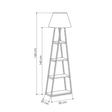 Lampadaire en métal noir avec étagères en chêne Pal 50x165